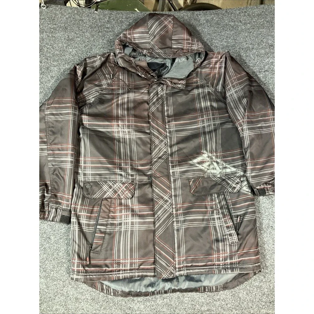 Fox Racing Tech FX Plaid Snowboard Ski Jacket Insulated Men's XL Black
